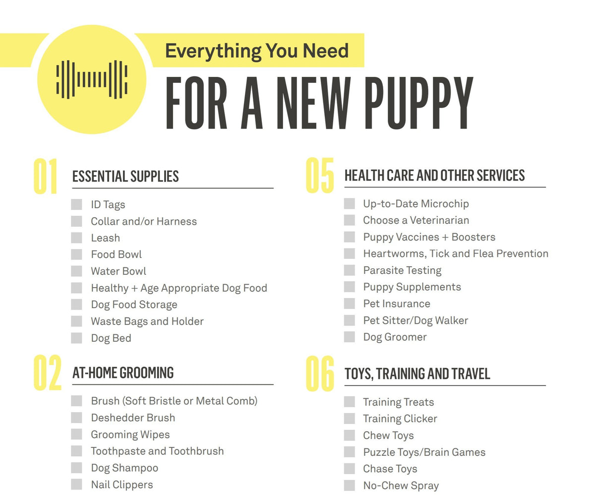 New puppy hot sale essentials checklist