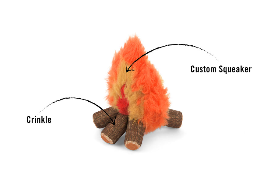 P.L.A.Y. Camp Corbin Cozy Campfire Toy features pointed out