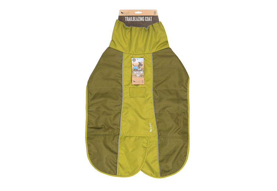 P.L.A.Y. Trailblazing Coats - Cypress colorway hanging on hanger