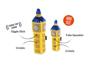 P.L.A.Y. Totally Touristy Big Ben Toy - toy features shown for medium and extra small sizes