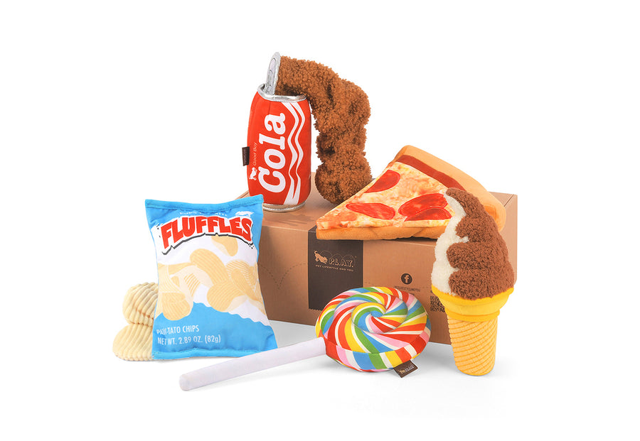 Snack Attack! Pizza, Ice Cream and Lollipop Dog Toy Set - P.L.A.Y.